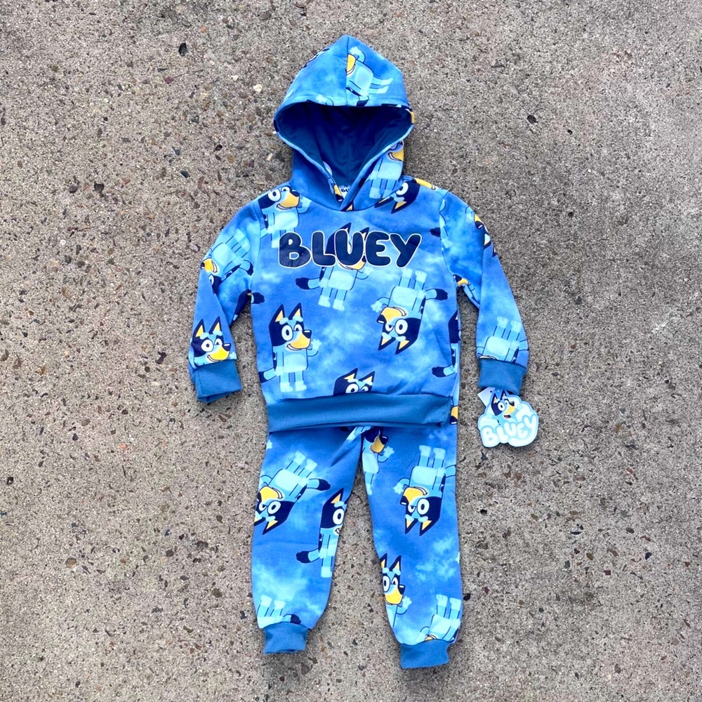 BLUEY Matching Set Bluey Hoodie + Joggers 2T Bluey Allover Print
